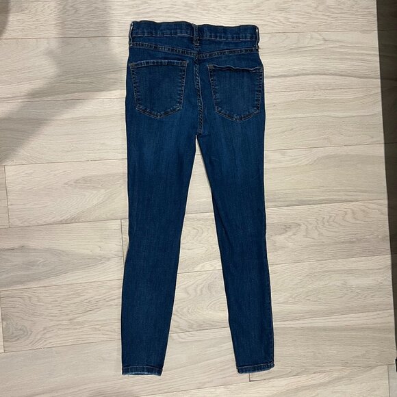 Free People High-Rise Busted Skinny Dark Blue Jeans - Picture 6 of 6